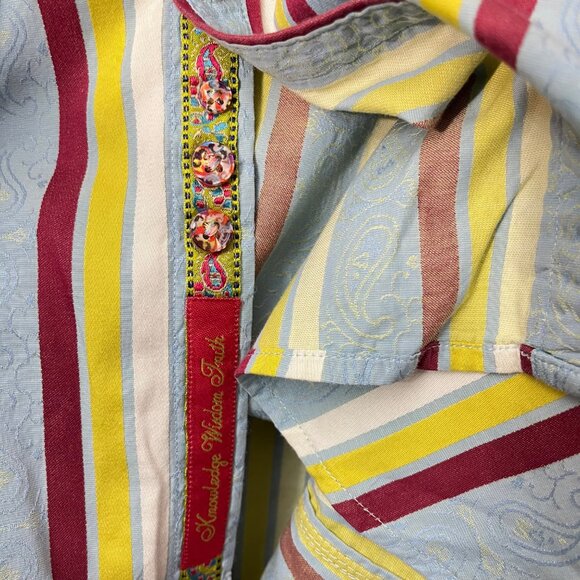 ROBERT GRAHAM striped MALLIOUHANA shirt XL teal red white blue Size XL - Picture 3 of 7